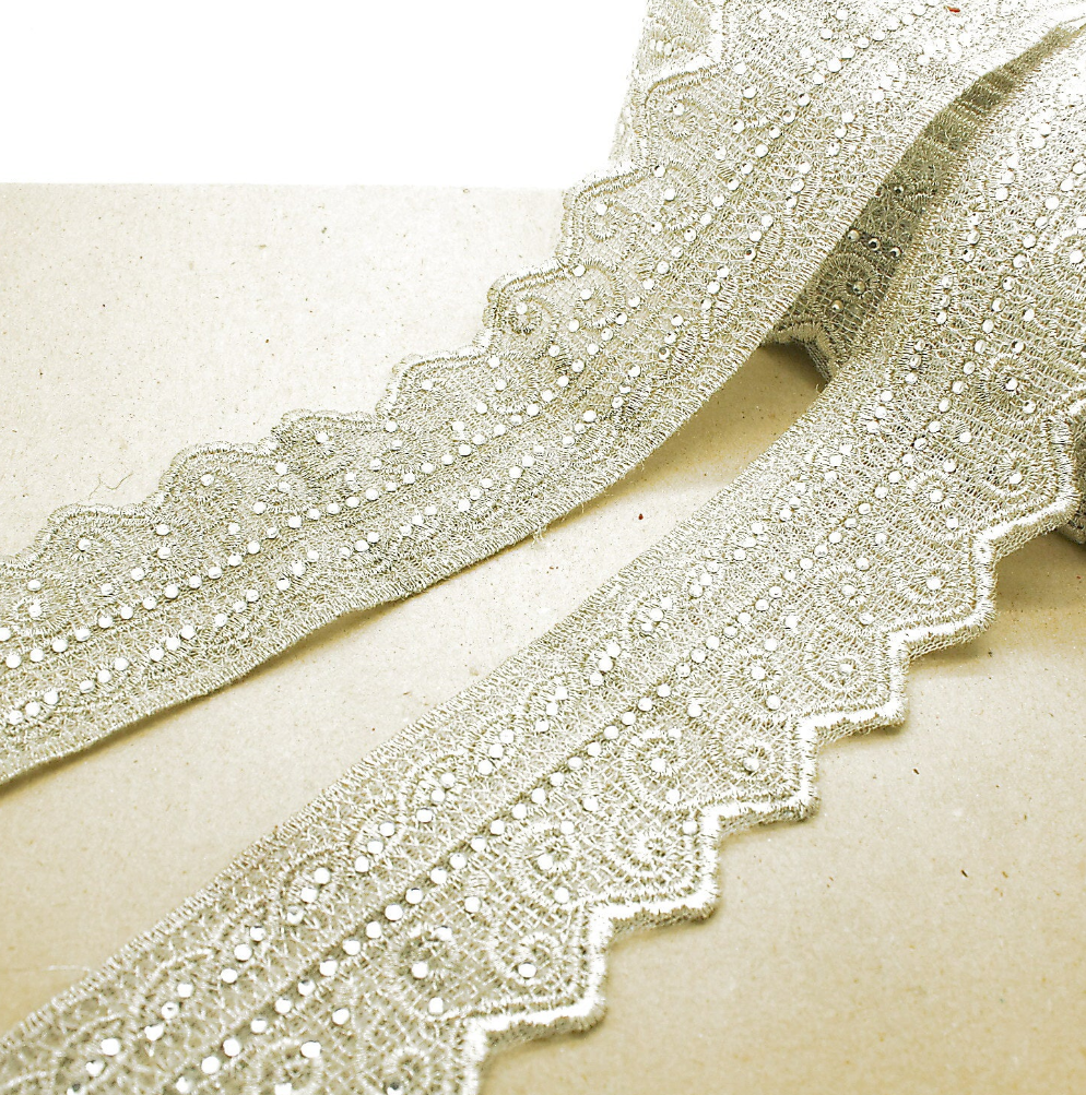 SILVER LACE RHINESTONE TRIM - sarahi.NYC