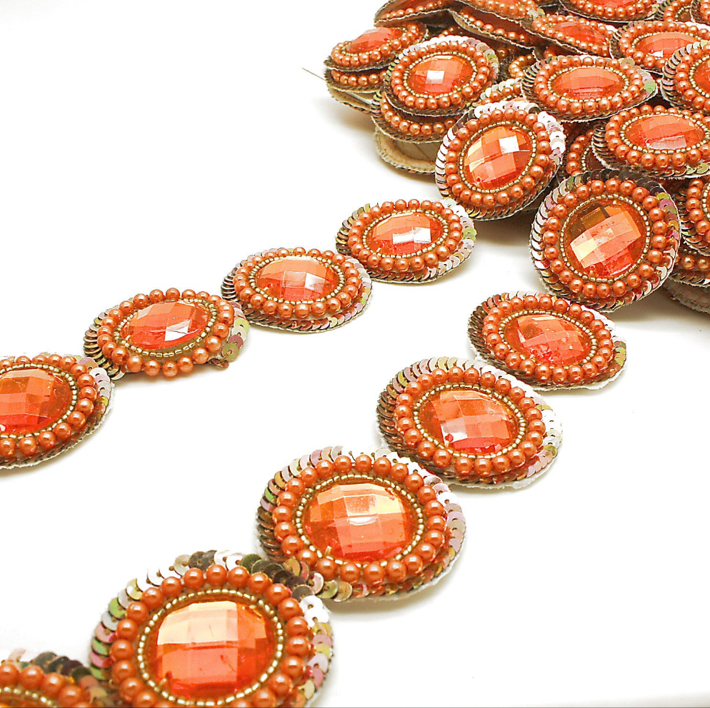 ORANGE GOLD RHINESTONE TRIM - sarahi.NYC