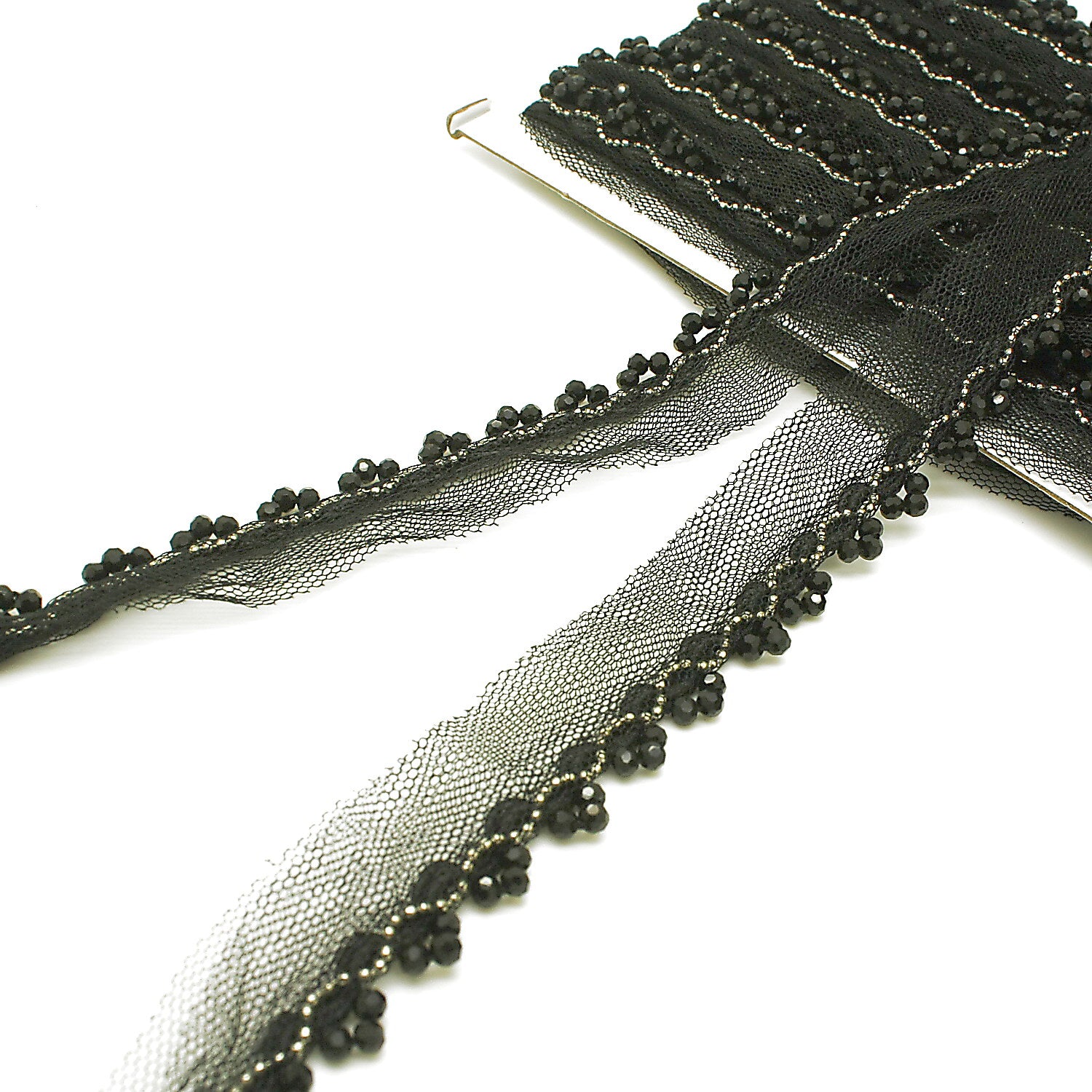 BLACK SILVER BEADED EDGING TRIM - sarahi.NYC