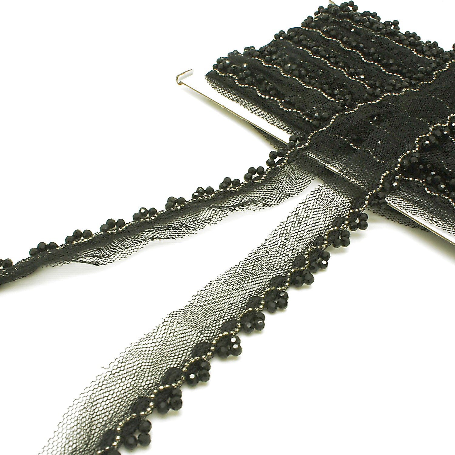 BLACK SILVER BEADED EDGING TRIM - sarahi.NYC