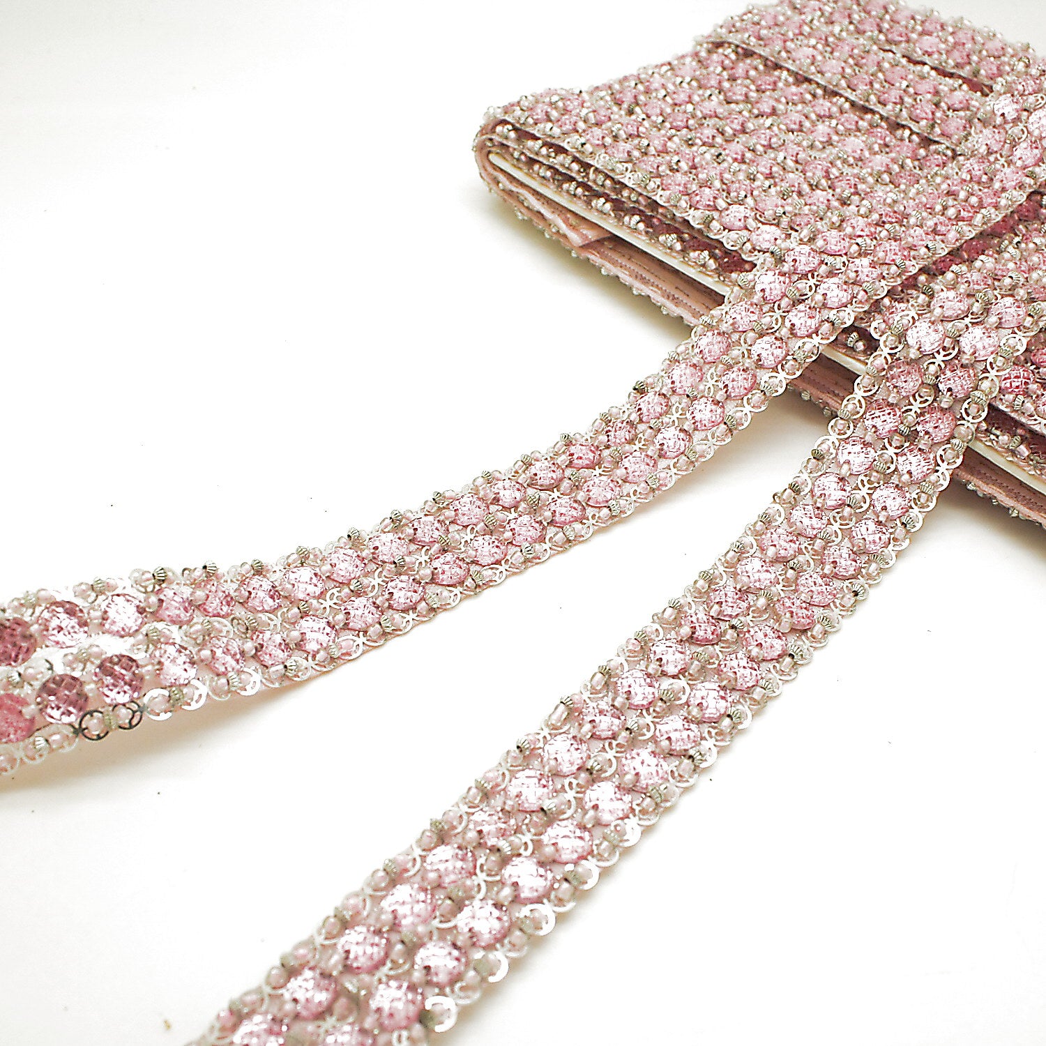 LIGHT PINK RHINESTONE TRIM - sarahi.NYC