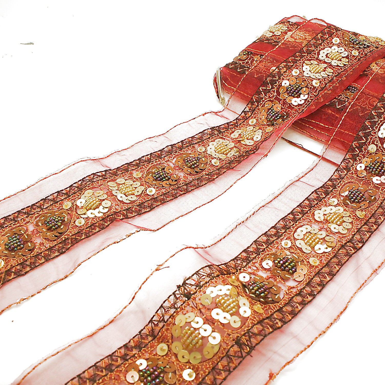 RED GOLD BEADED TRIM - sarahi.NYC