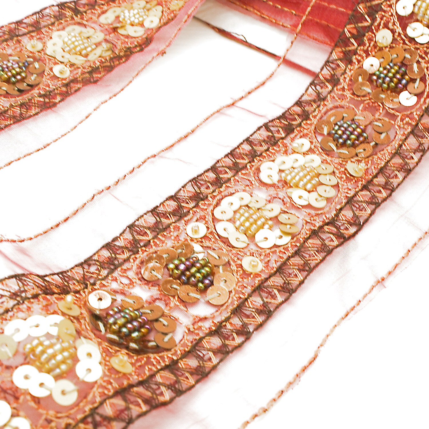 RED GOLD BEADED TRIM - sarahi.NYC