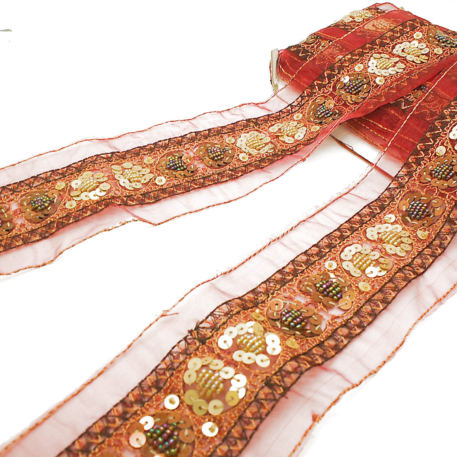 RED GOLD BEADED TRIM - sarahi.NYC