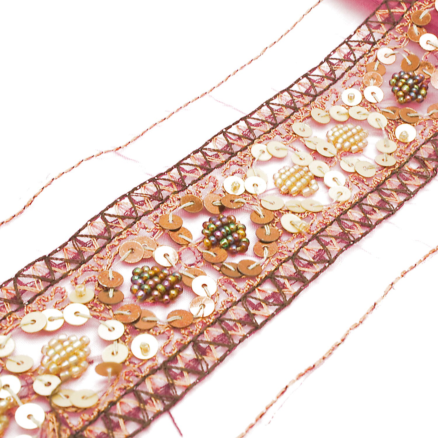 PINK BEADED SEQUIN TRIM - sarahi.NYC
