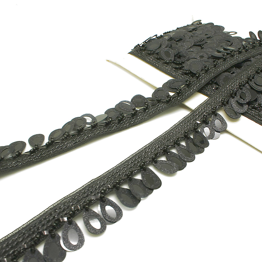 BLACK BEADED FRINGE TRIM - sarahi.NYC