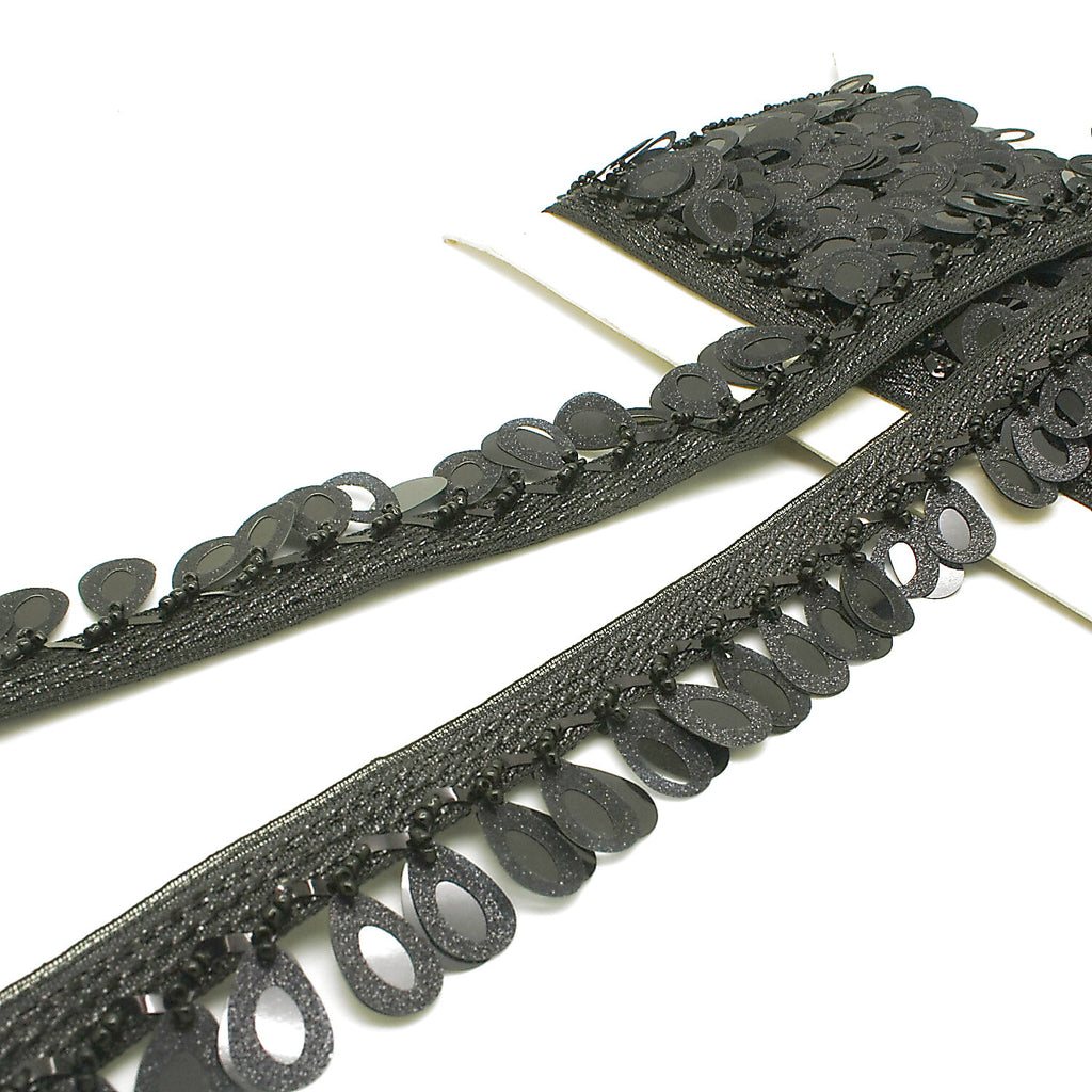 BLACK BEADED FRINGE TRIM - sarahi.NYC