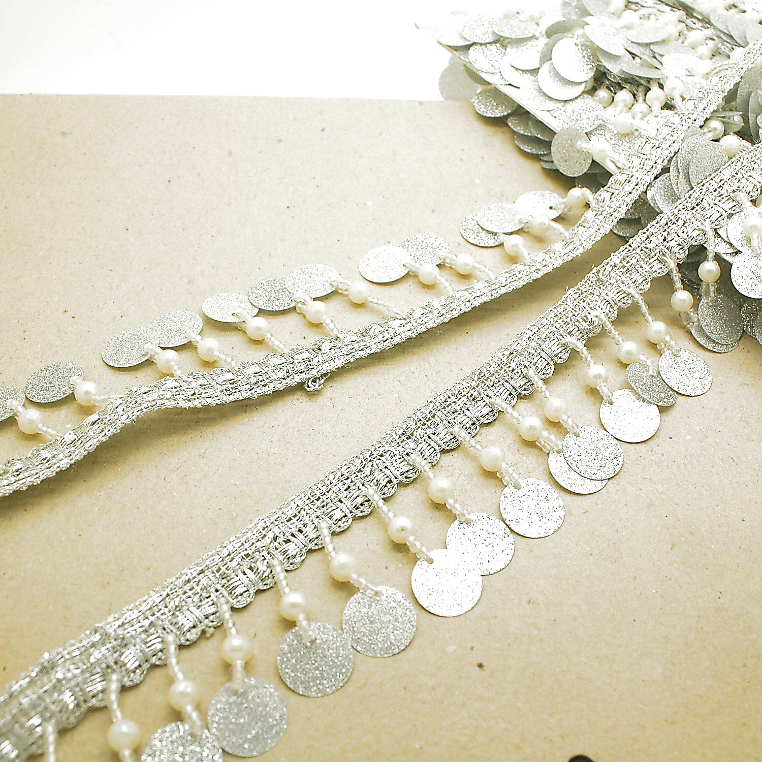 SILVER BEADED FRINGE TRIM - SARAHI.NYC