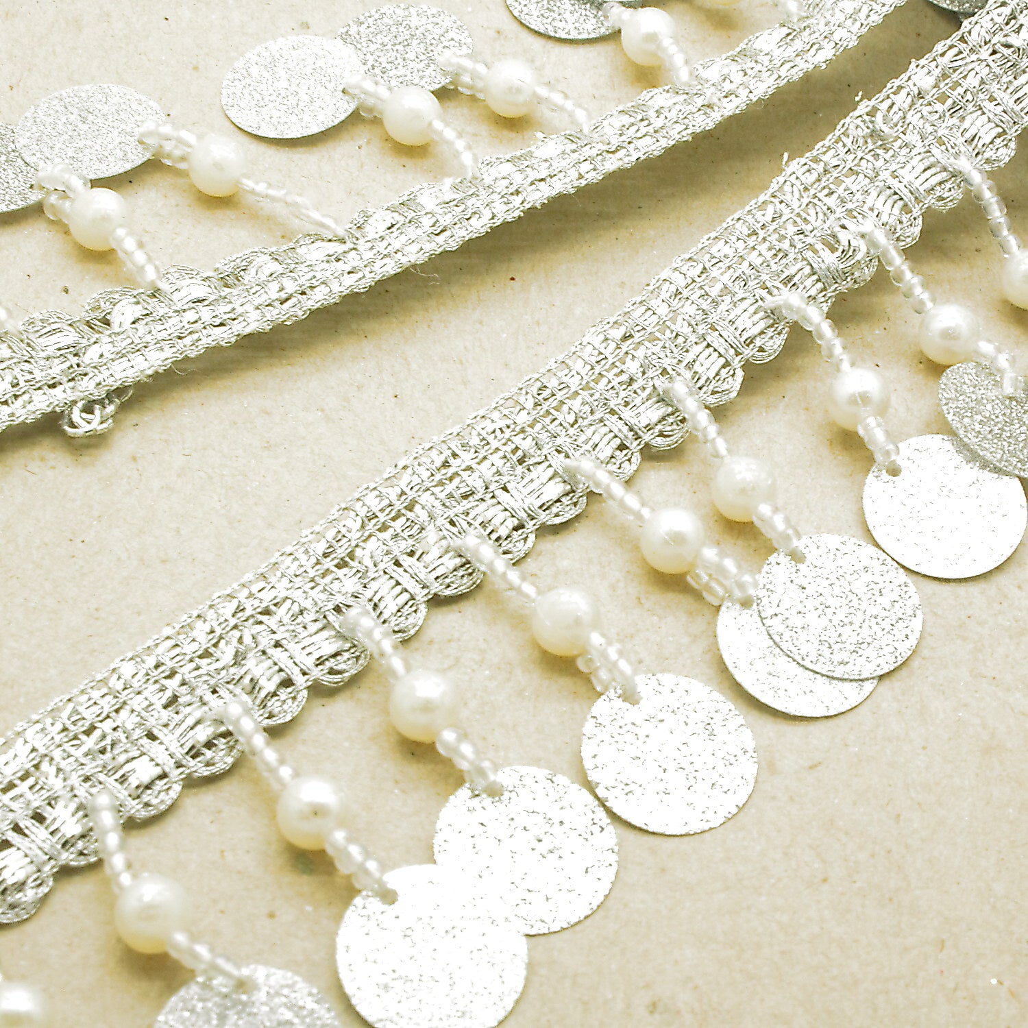 SILVER BEADED FRINGE TRIM - SARAHI.NYC