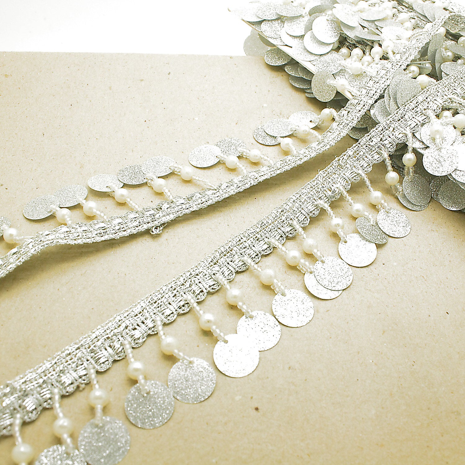 SILVER BEADED FRINGE TRIM - SARAHI.NYC