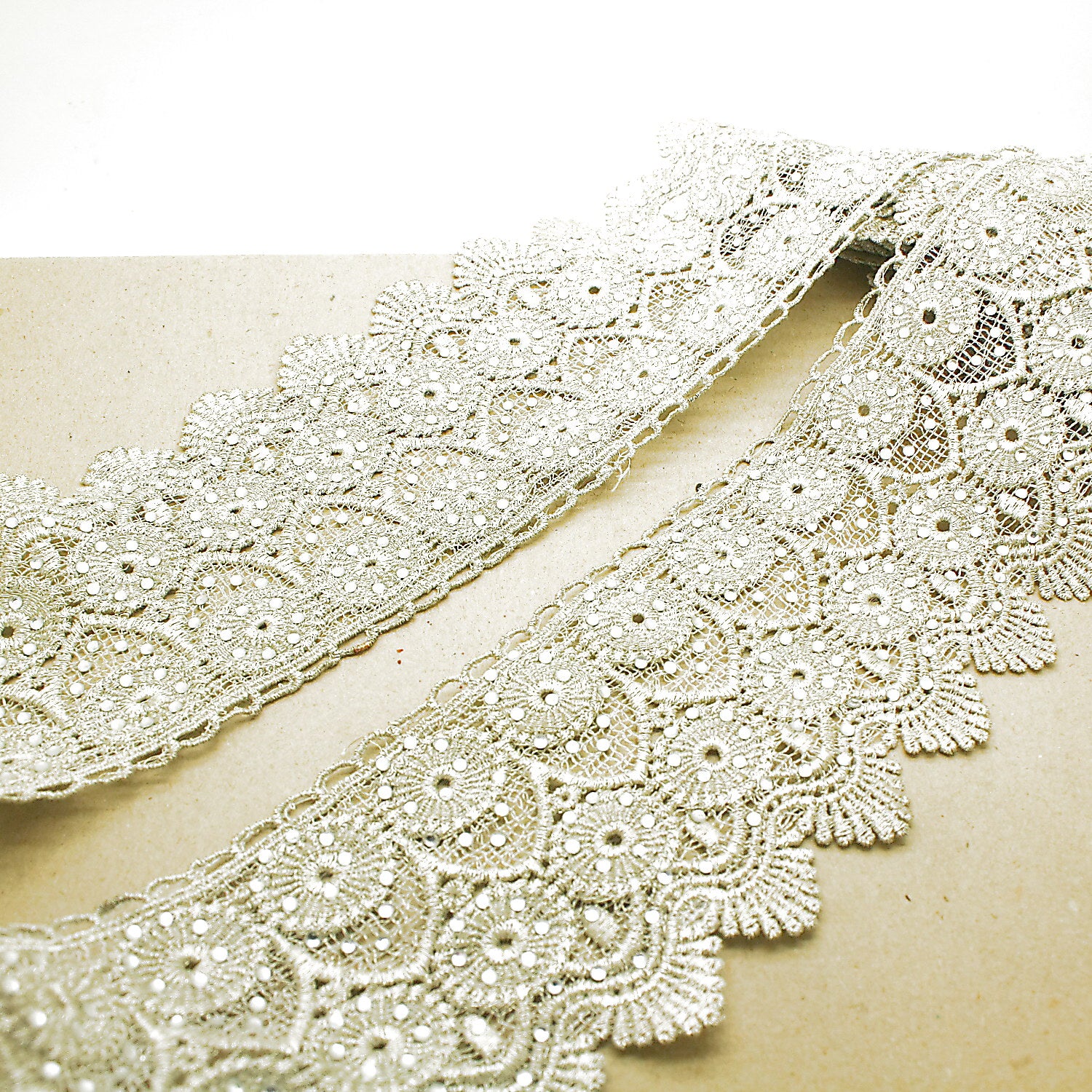 SILVER LACE RHINESTONE TRIM - sarahi.NYC