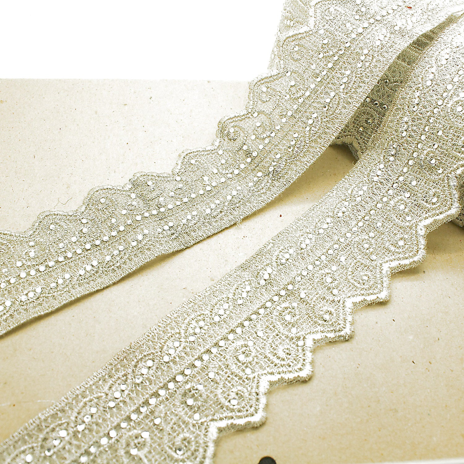 SILVER LACE RHINESTONE TRIM - sarahi.NYC