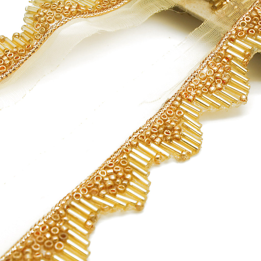 GOLD WAVE BEADED EDGING TRIM - sarahi.NYC