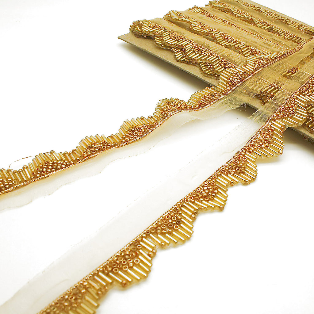 GOLD WAVE BEADED EDGING TRIM - sarahi.NYC