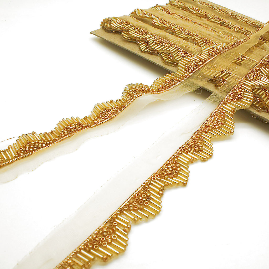 GOLD WAVE BEADED EDGING TRIM - sarahi.NYC