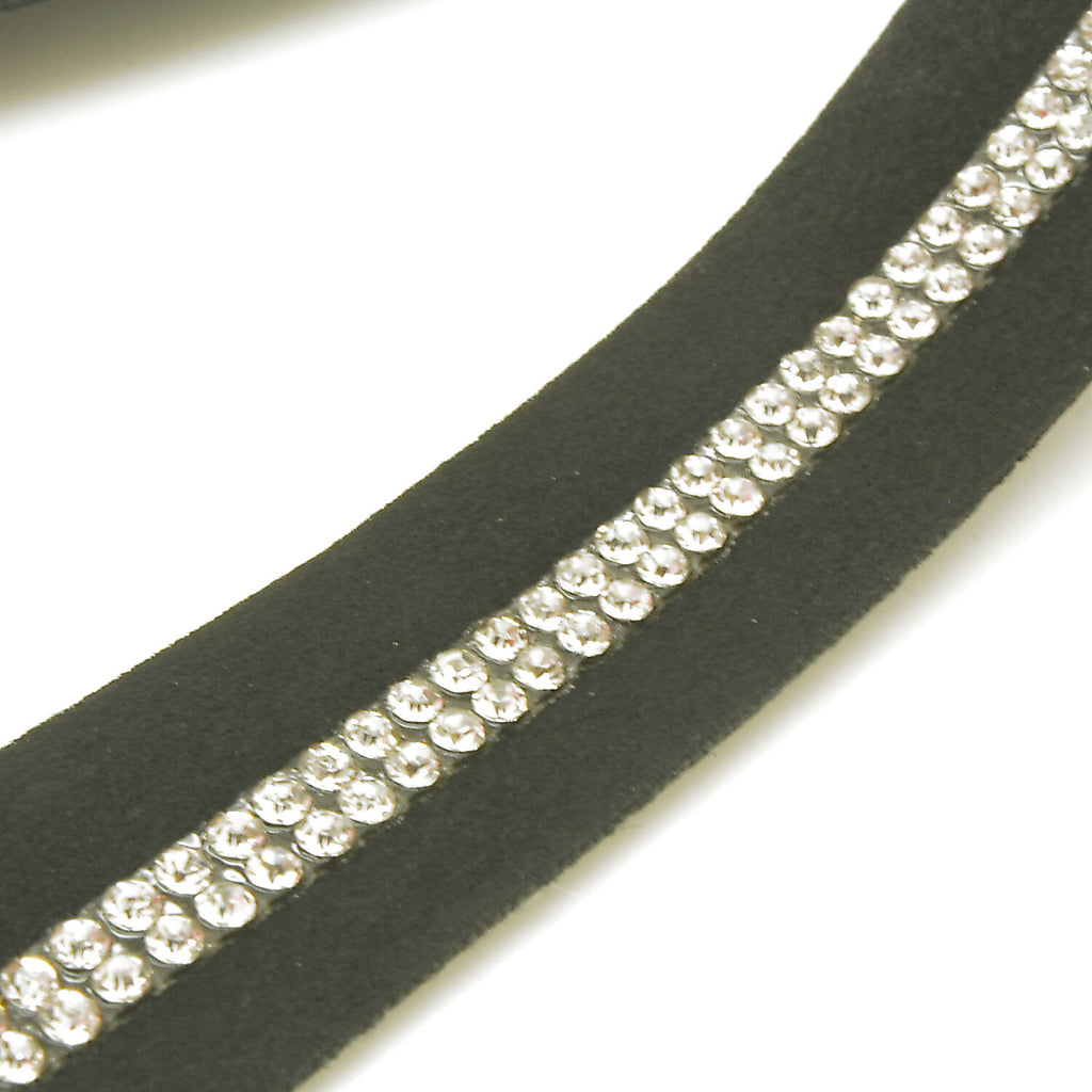 BLACK SILVER STONE VELVET TRIM - sarahi.NYC