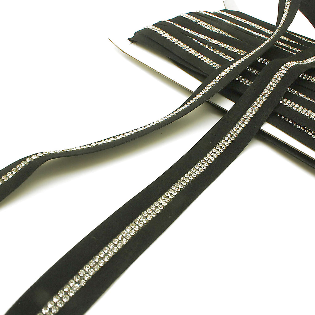 BLACK SILVER STONE VELVET TRIM - sarahi.NYC