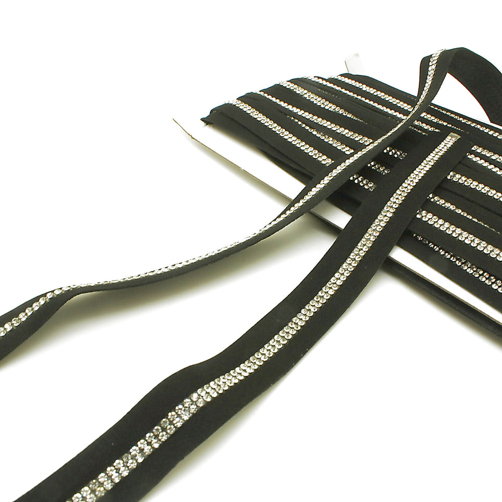 BLACK SILVER STONE VELVET TRIM - sarahi.NYC