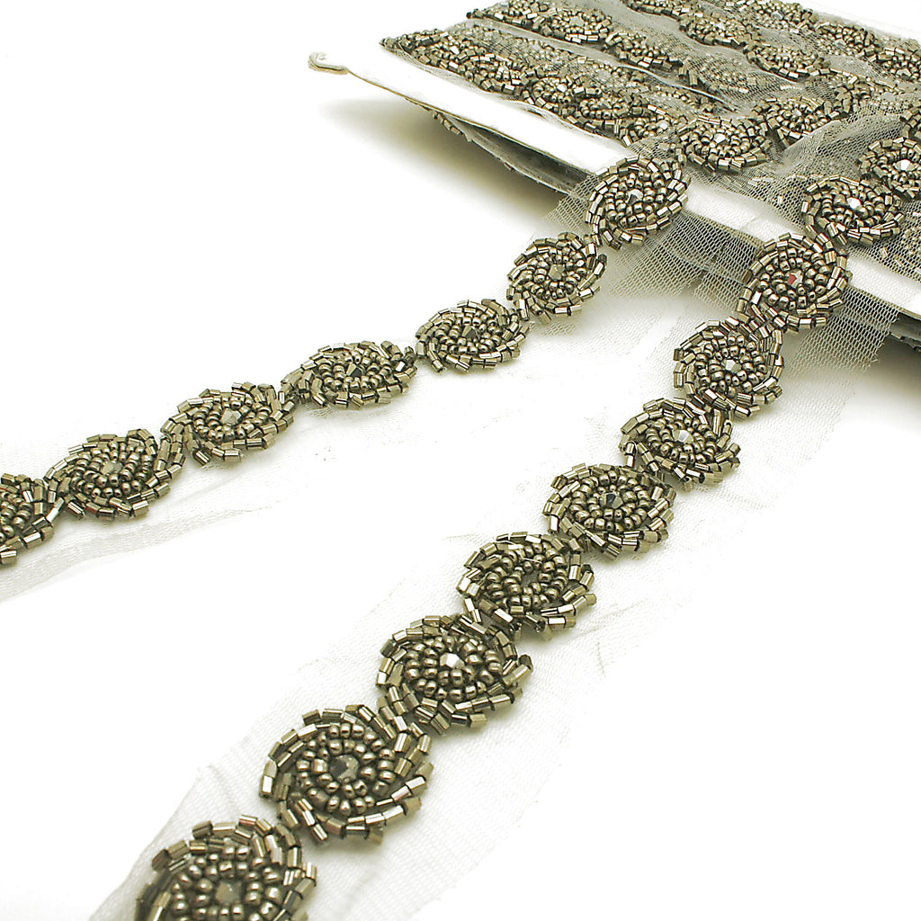 GRAY BEADED TRIM - sarahi.NYC