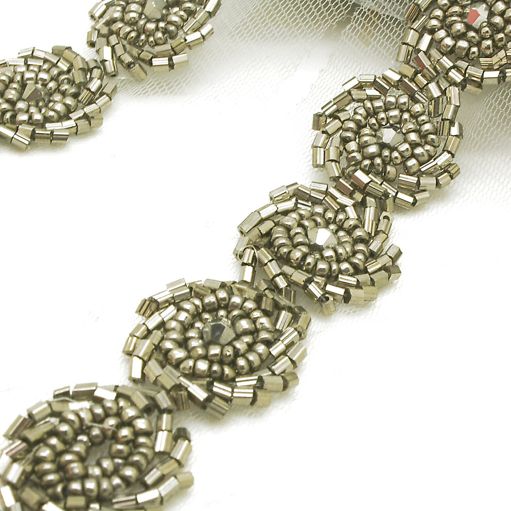 GRAY BEADED TRIM - sarahi.NYC