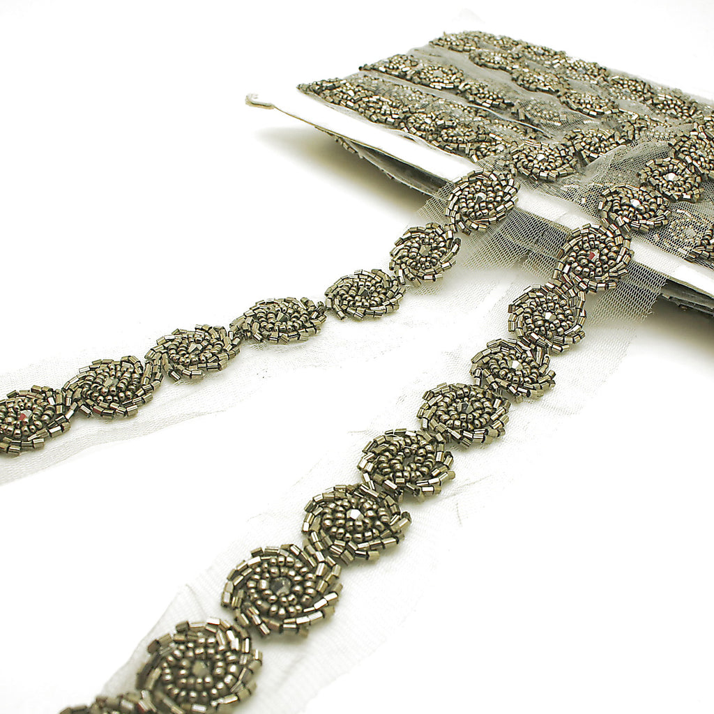 GRAY BEADED TRIM - sarahi.NYC