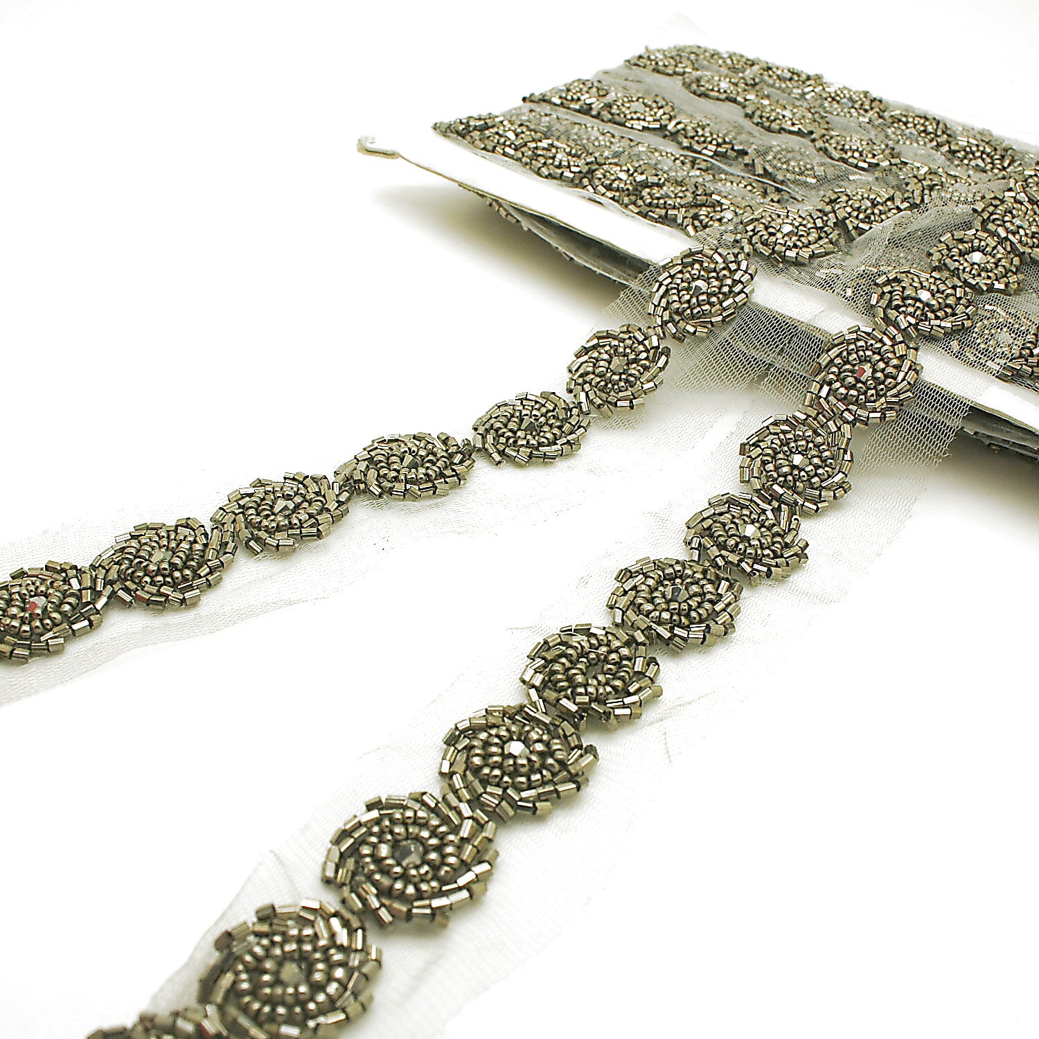 GRAY BEADED TRIM - sarahi.NYC