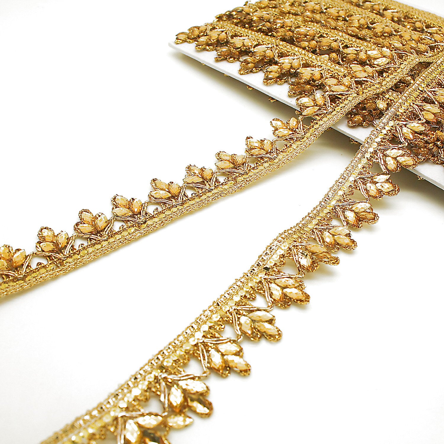 GOLD RHINESTONE FABRIC TRIM - sarahi.NYC