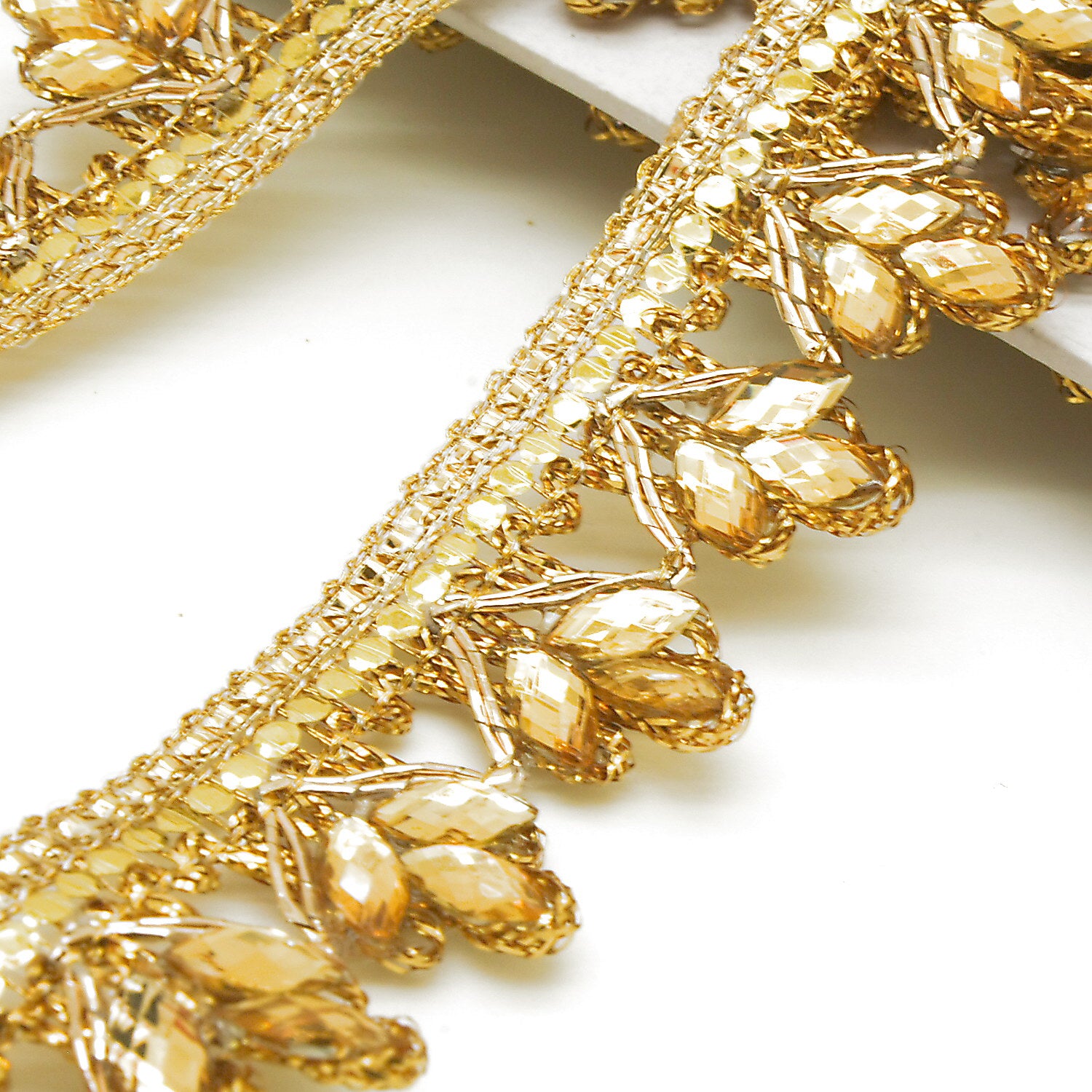 GOLD RHINESTONE FABRIC TRIM - sarahi.NYC
