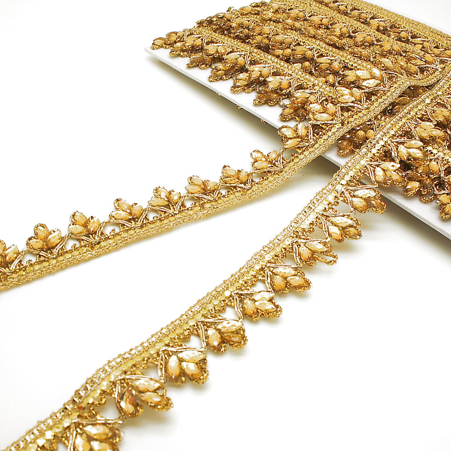GOLD RHINESTONE FABRIC TRIM - sarahi.NYC
