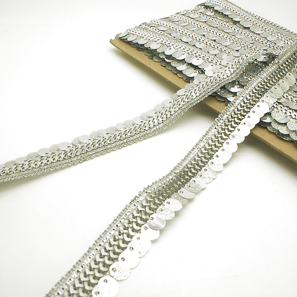 SILVER SEQUIN EDGING TRIM - SARAHI.NYC