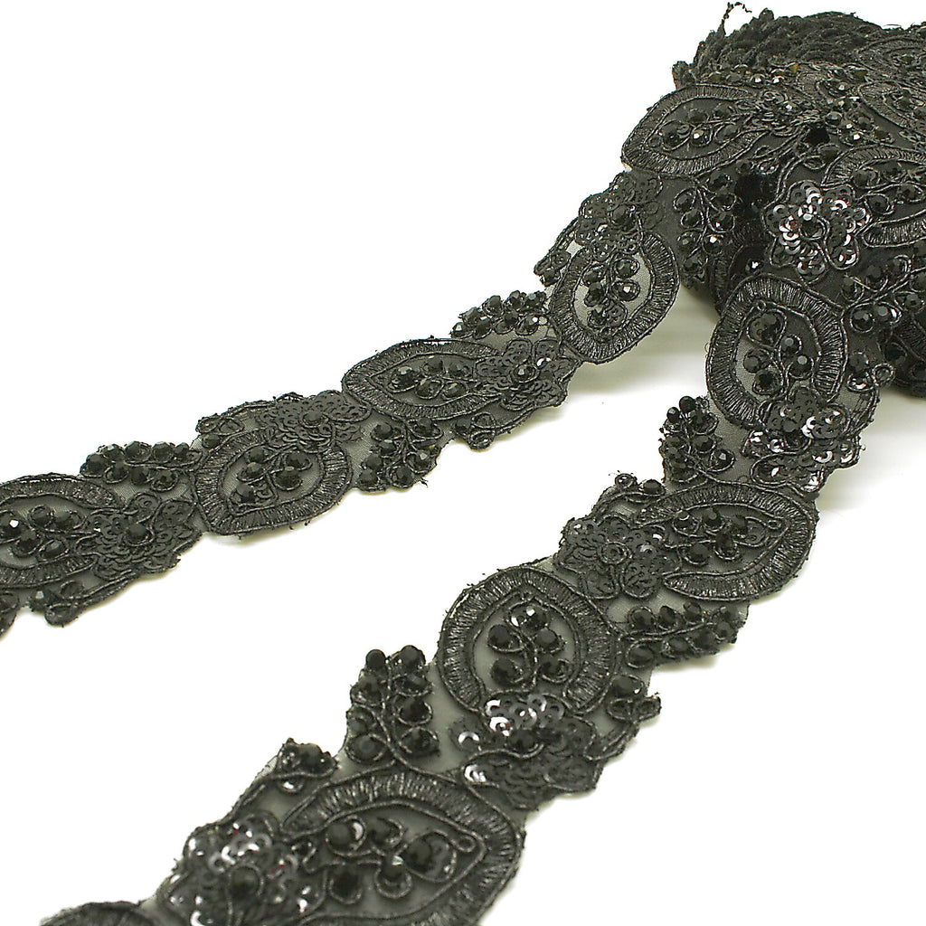 BLACK RHINESTONE TRIM - sarahi.NYC