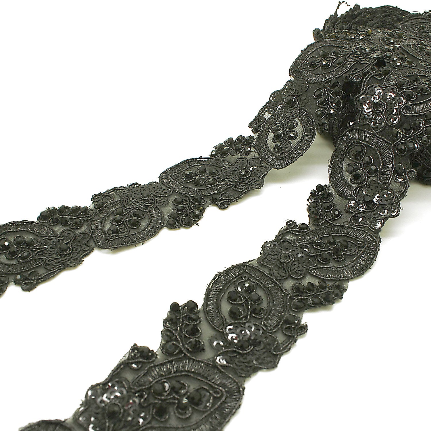 BLACK RHINESTONE TRIM - sarahi.NYC