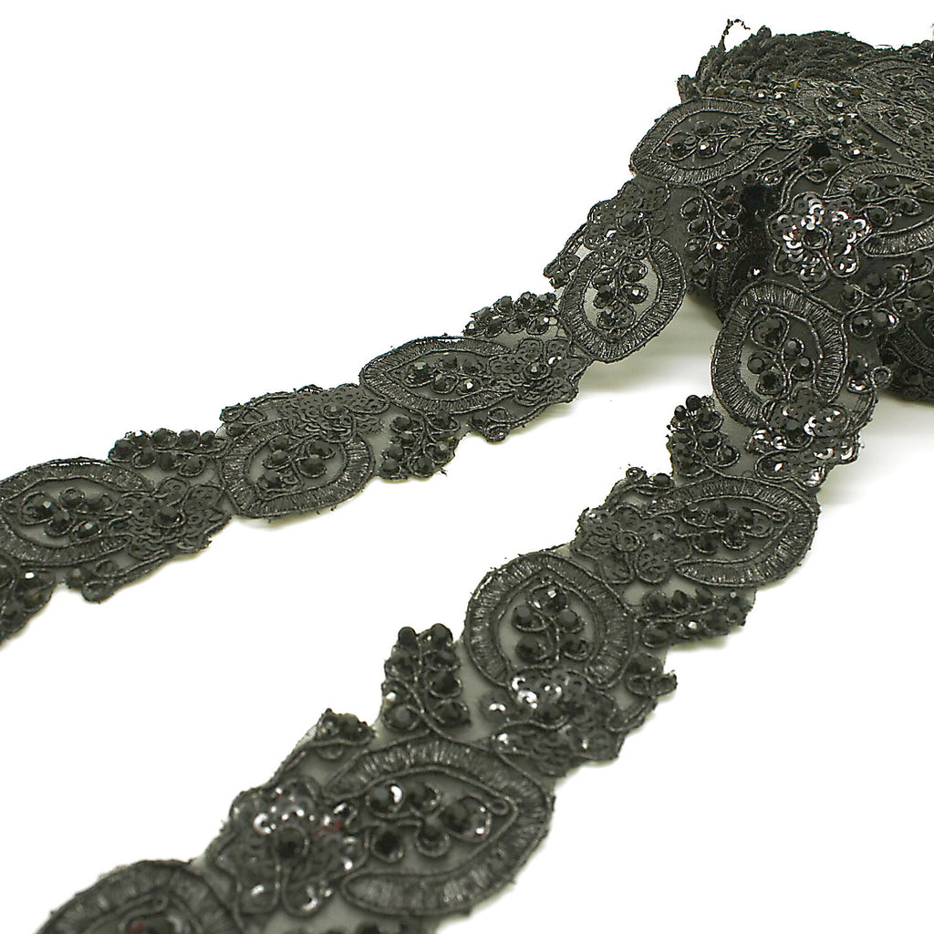 BLACK RHINESTONE TRIM - sarahi.NYC