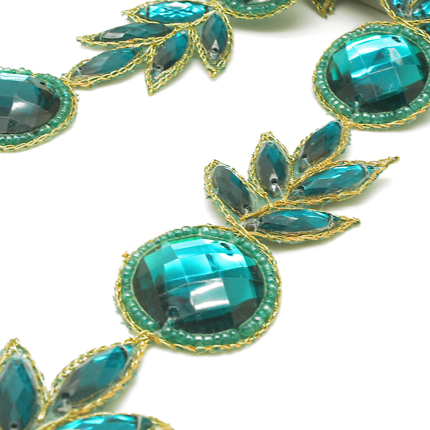 TEAL GREEN RHINESTONE TRIM - sarahi.NYC