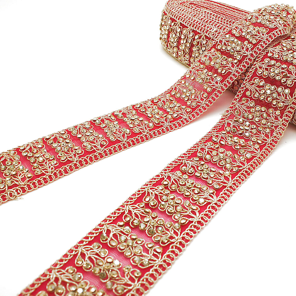HOT PINK GOLD STONE TRIM - SARAHI.NYC