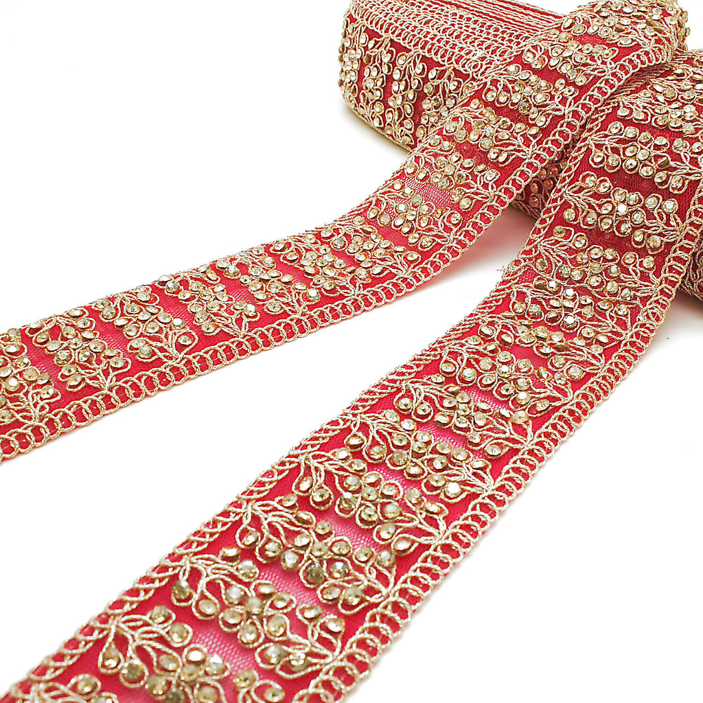 HOT PINK GOLD STONE TRIM - SARAHI.NYC