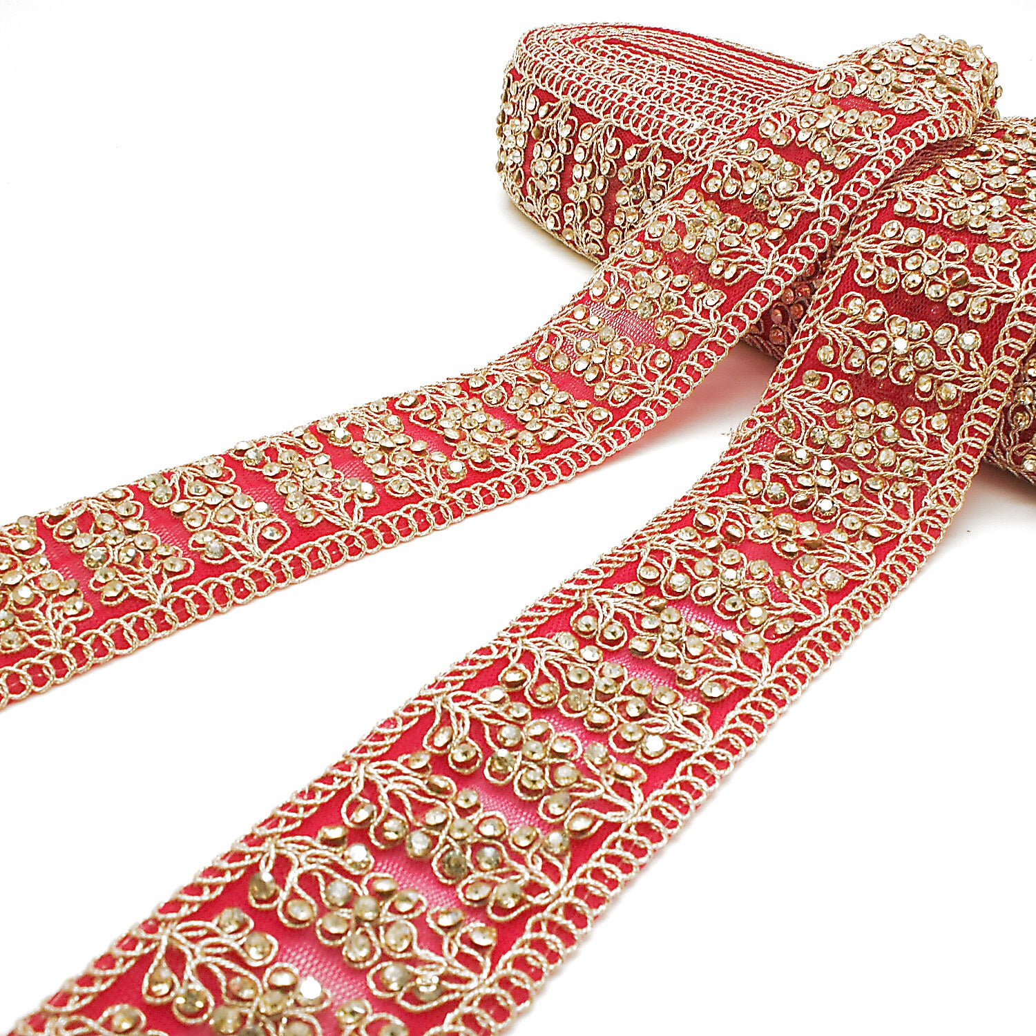 HOT PINK GOLD STONE TRIM - SARAHI.NYC