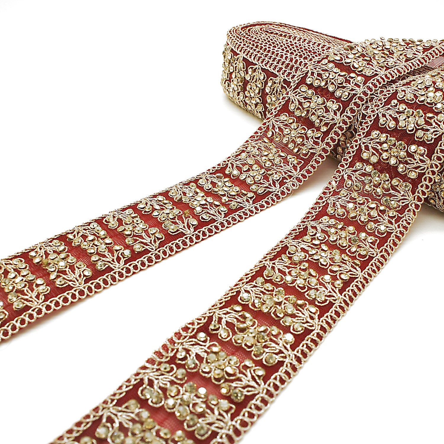 MAROON GOLD STONE TRIM - SARAHI.NYC