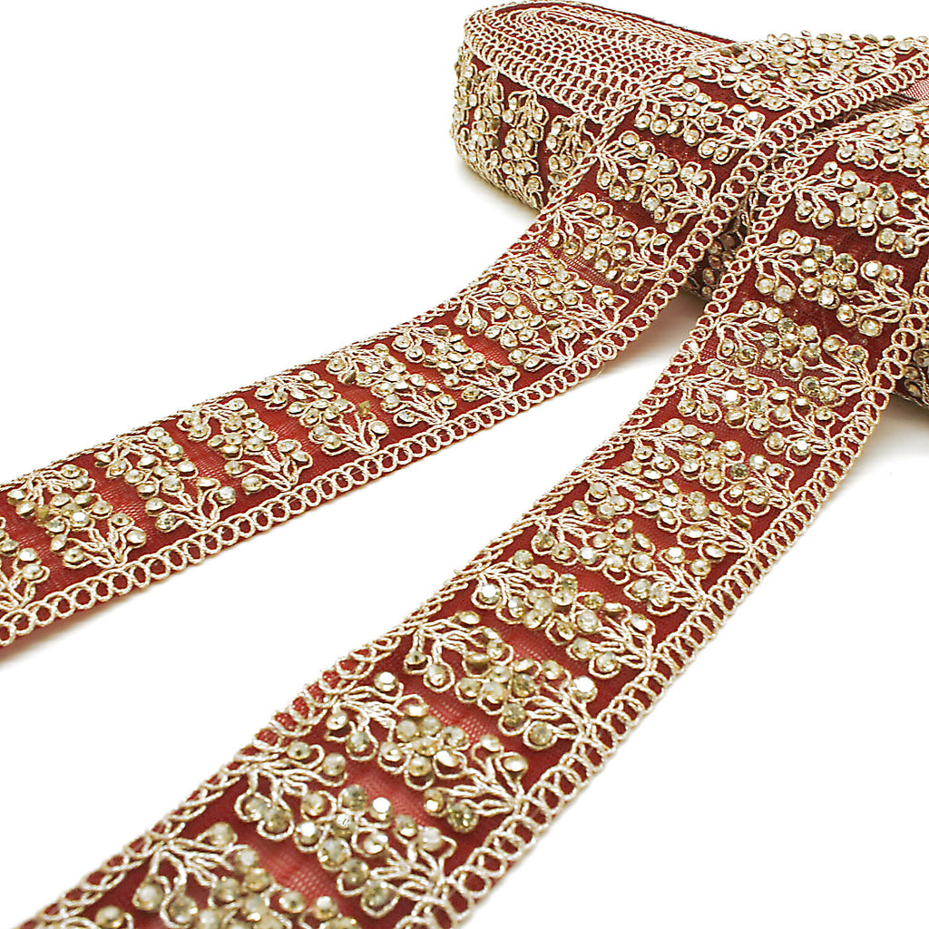 MAROON GOLD STONE TRIM - SARAHI.NYC