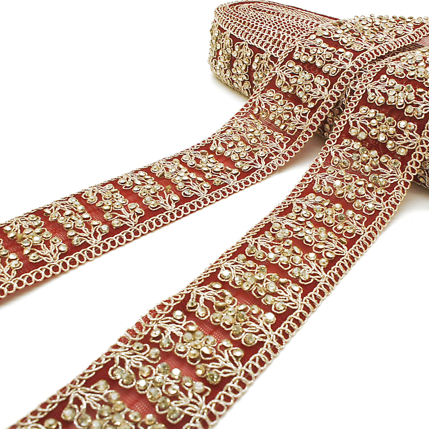 MAROON GOLD STONE TRIM - SARAHI.NYC