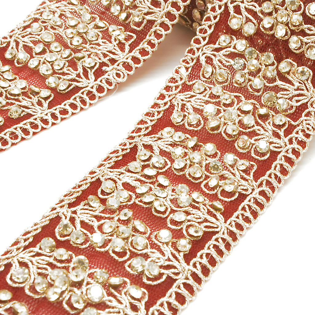 MAROON GOLD STONE TRIM - SARAHI.NYC