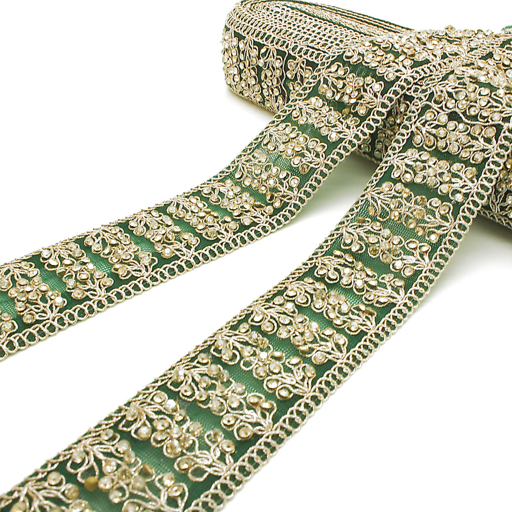 BOTTLE GREEN GOLD STONE TRIM - SARAHI.NYC