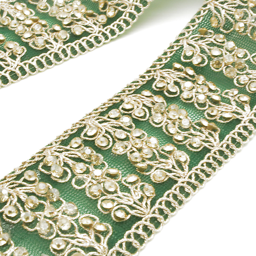 BOTTLE GREEN GOLD STONE TRIM - SARAHI.NYC