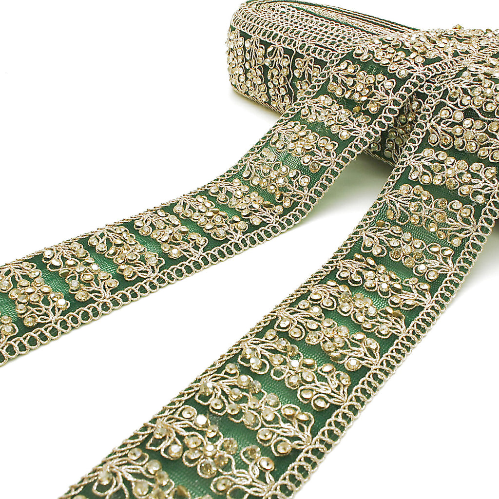 BOTTLE GREEN GOLD STONE TRIM - SARAHI.NYC