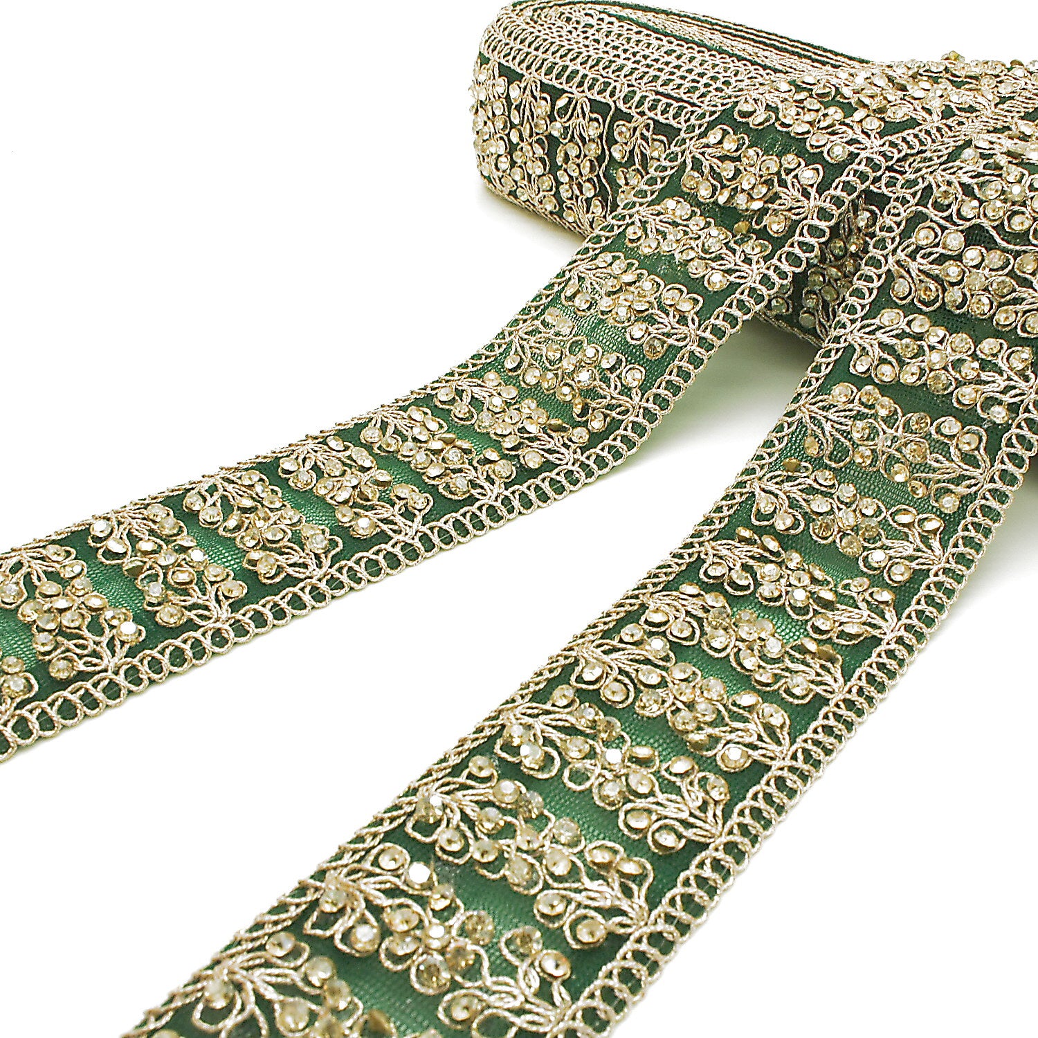 BOTTLE GREEN GOLD STONE TRIM - SARAHI.NYC