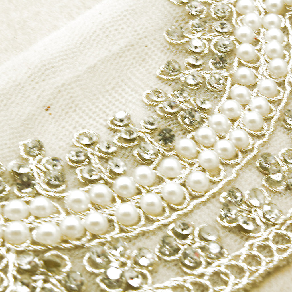 CREAM PEARL NET STONE TRIM - sarahi.NYC