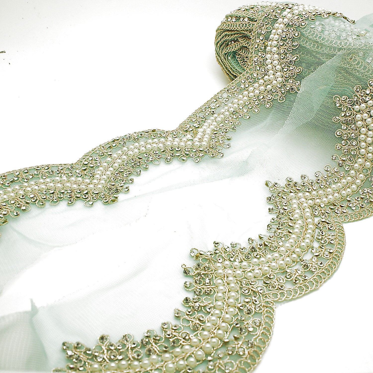 LIGHT BLUE PEARL STONE TRIM - sarahi.NYC