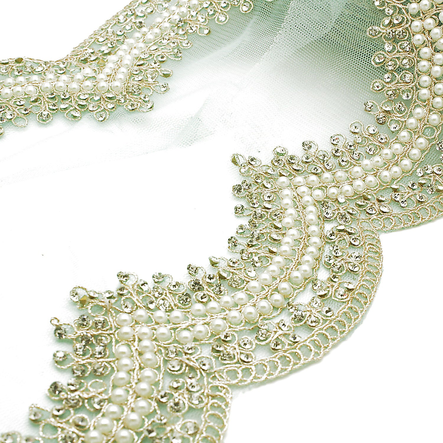 LIGHT BLUE PEARL STONE TRIM - sarahi.NYC