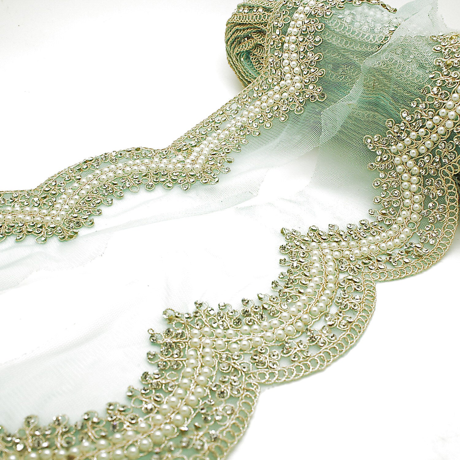 LIGHT BLUE PEARL STONE TRIM - sarahi.NYC