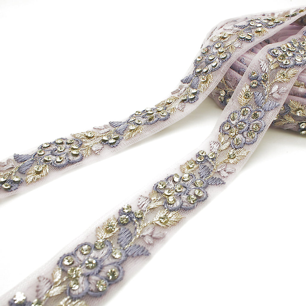 LILAC STONE EMBROIDERED TRIM - sarahi.NYC